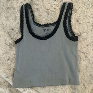 Brandy Melville Gray Camisole with Black Lace Trim
